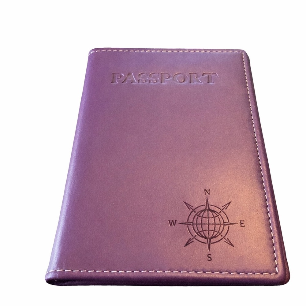 NEW Embossed Nappa Leather Passport Cover - Purple